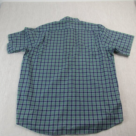 L.L Bean Shirt Mens XL Navy Green Plaid Traditional Fit Short Sleeve Button Down - Picture 2 of 7